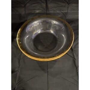 Elegant Vintage Clear Glass Bowl with Gold Rim
